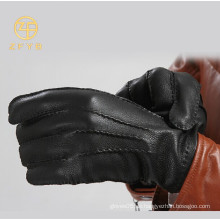 Erstklassige klassische schwarze Farbe Männer Geschäft Deerskin Leder Handschuhe